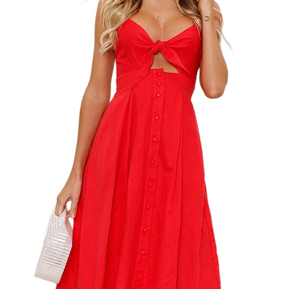 Red bowknot tie dress